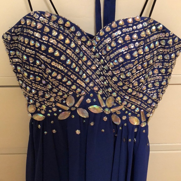Blue sequins homecoming dress - Picture 3 of 7